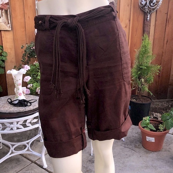 Style & Co. Pants - Linen Bermuda shorts with Crochet belt
